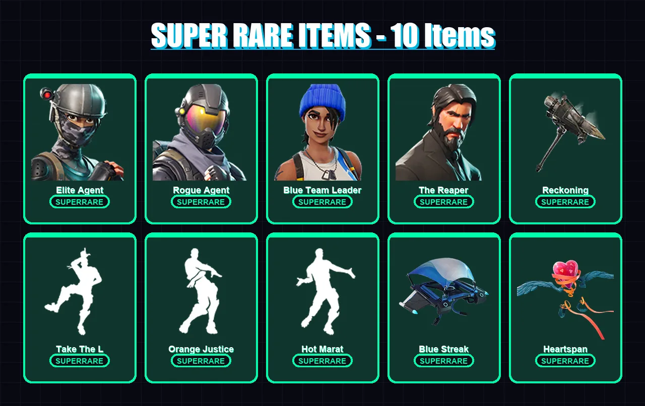 [PS4/PS5/XBOX/PC] | Elite Agent | Rogue Agent | Blue Team Leader | The Reaper | Midas | 59 skin | 36 pickaxe | 47 emote | 47 glider | Lv583 — Fortnite account