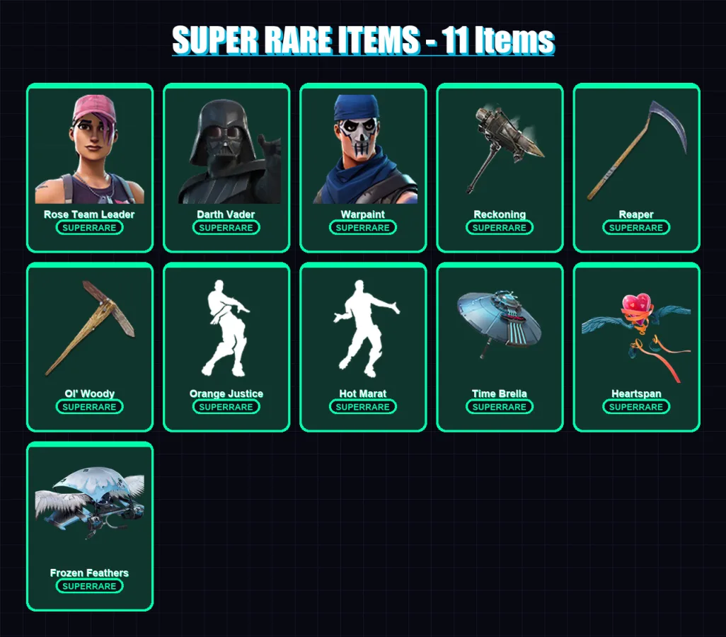 [PC/PSN] | Rose Team Leader | Darth Vader | Warpaint | Spectra Knight | Kymera | 244 skin | 241 pickaxe | 217 emote | 222 glider | Lv3049