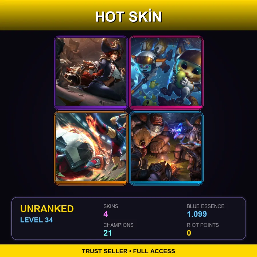 LAS | Lv34 | Unranked | 4 Skin | 21 Champ