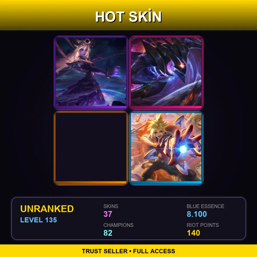 EUW | Lv135 | Unranked | 37 Skin | 82 Champ