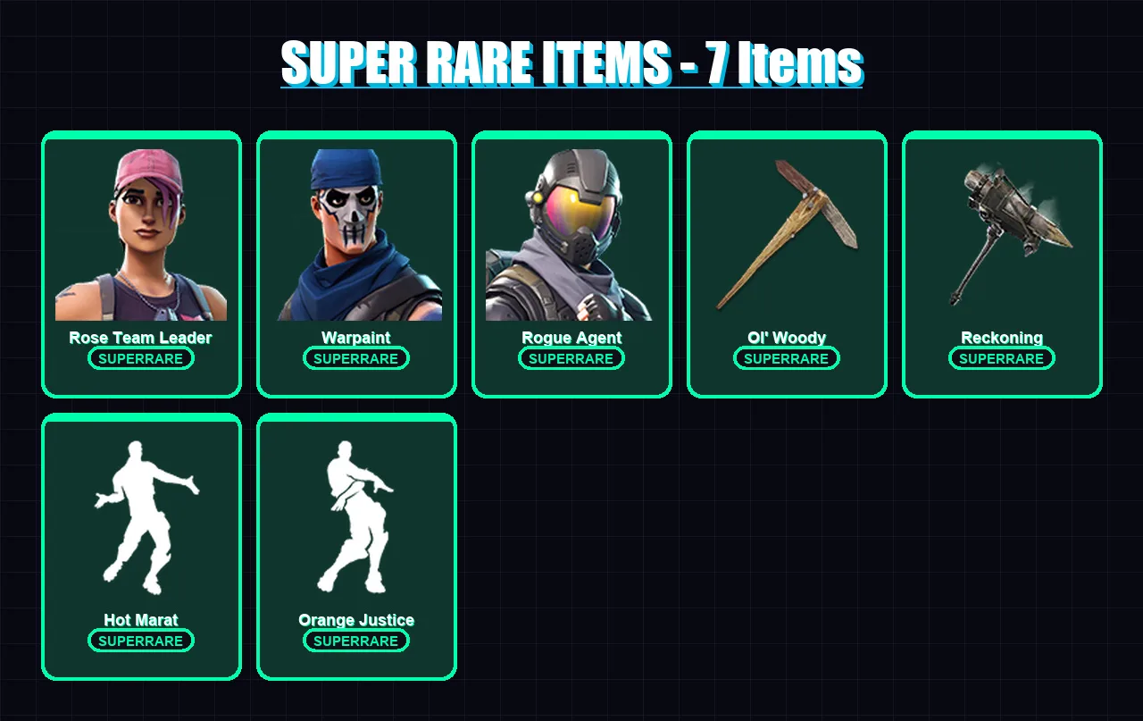 [PC/XBOX] | Rose Team Leader | Warpaint | Rogue Agent | Carbide | Calamity | 20 skin | 54 pickaxe | 34 emote | 41 glider | Lv512 — Fortnite account