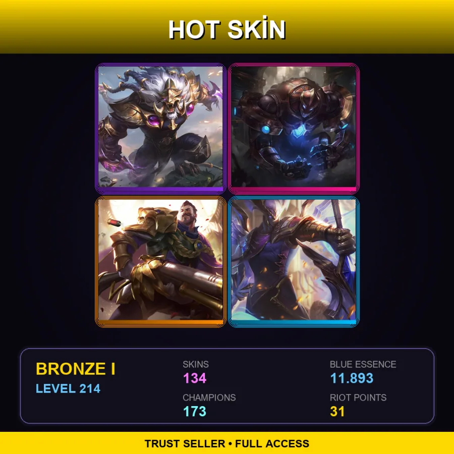 EUNE | Lv214 | Bronze I | 134 Skin | 173 Champ