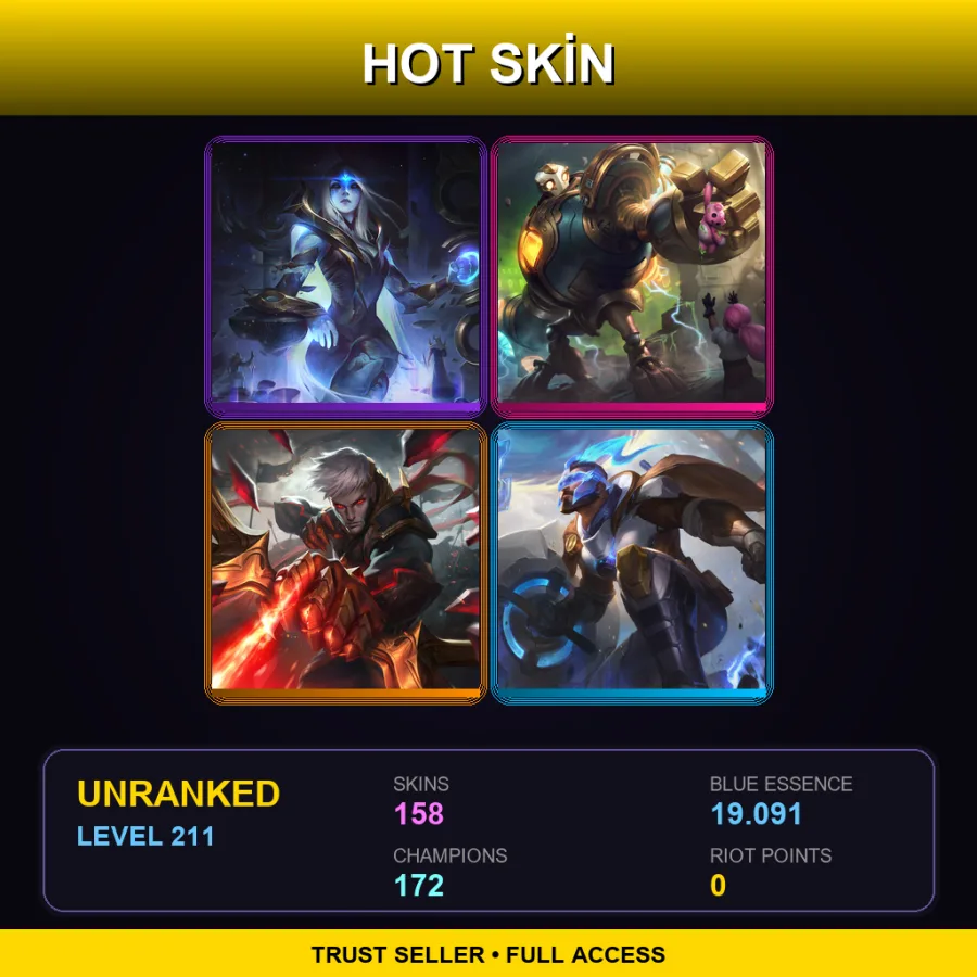 VN | Lv211 | Unranked | 158 Skin | 172 Champ