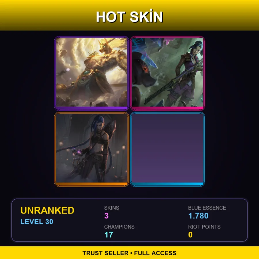 LAN | Lv30 | Unranked | 3 Skin | 17 Champ — LoL account
