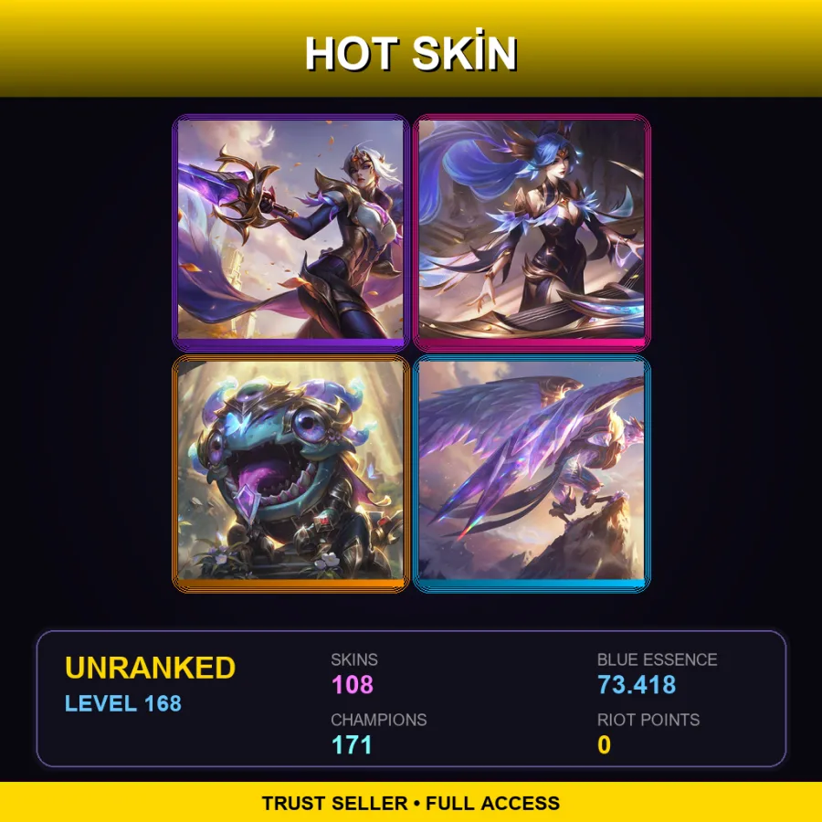 VN | Lv168 | Unranked | 108 Skin | 171 Champ