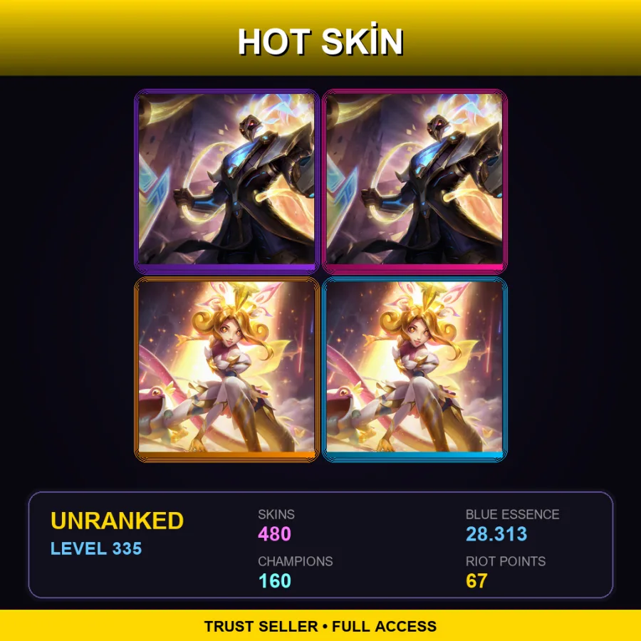EUNE | Lv335 | Unranked | 480 Skin | 160 Champ