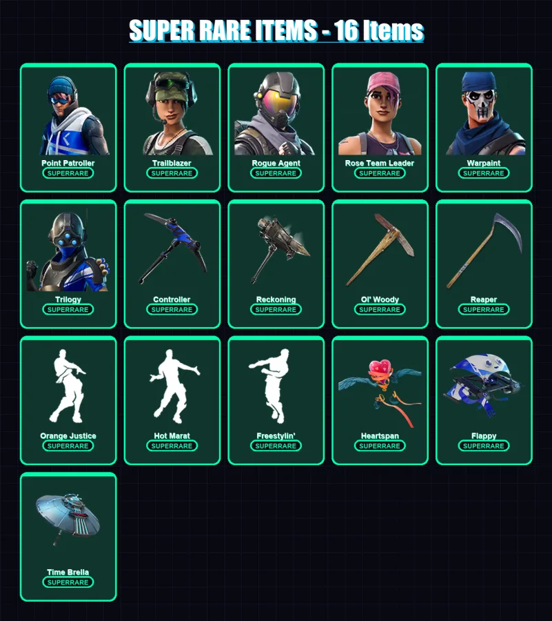 [PC/XBOX] | Point Patroller | Trailblazer | Rogue Agent | Rose Team Leader | Warpaint | 141 skin | 123 pickaxe | 119 emote | 116 glider | Lv1460 — Fortnite account