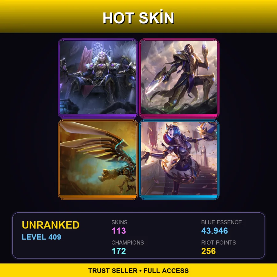 LAN | Lv409 | Unranked | 113 Skin | 172 Champ