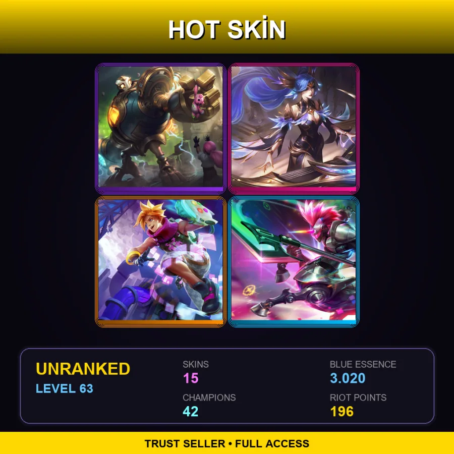 LAS | Lv63 | Unranked | 15 Skin | 42 Champ — Crime City Braum