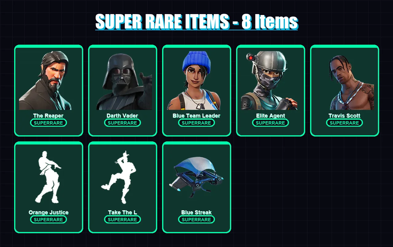[PS4/PS5/XBOX/PC] | The Reaper | Darth Vader | Blue Team Leader | Elite Agent | Travis Scott | 64 skin | 59 pickaxe | 60 emote | 68 glider | Lv932