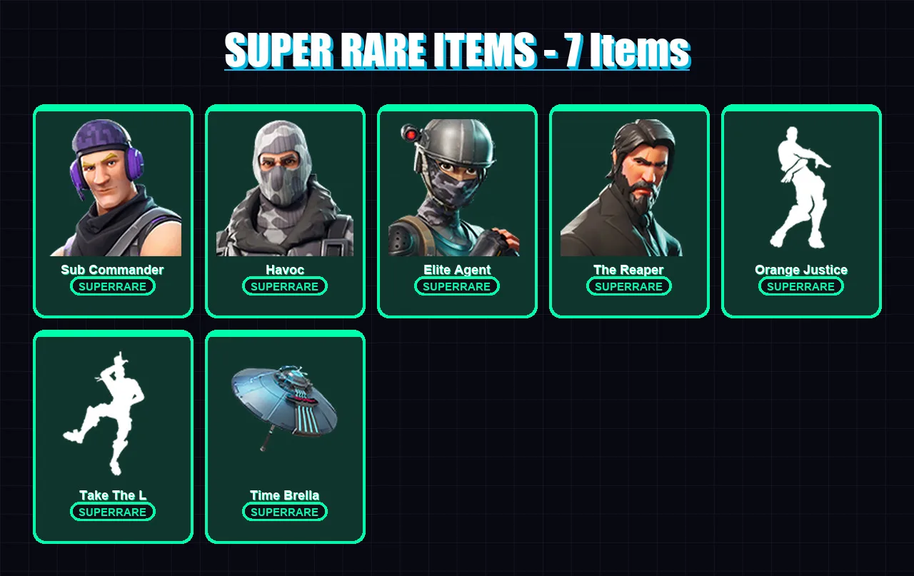 [PC/XBOX/PSN] | Sub Commander | Havoc | Elite Agent | The Reaper | Carbide | 17 skin | 15 pickaxe | 18 emote | 18 glider | Lv315