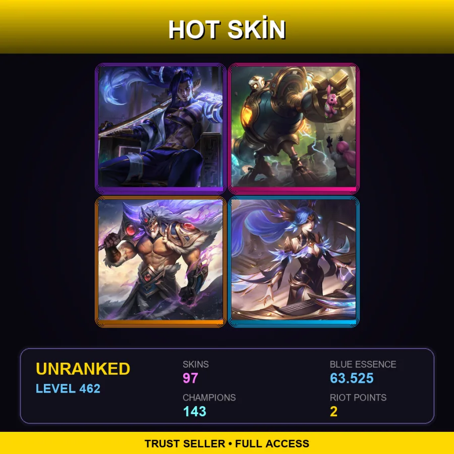 LAN | Lv462 | Unranked | 97 Skin | 143 Champ