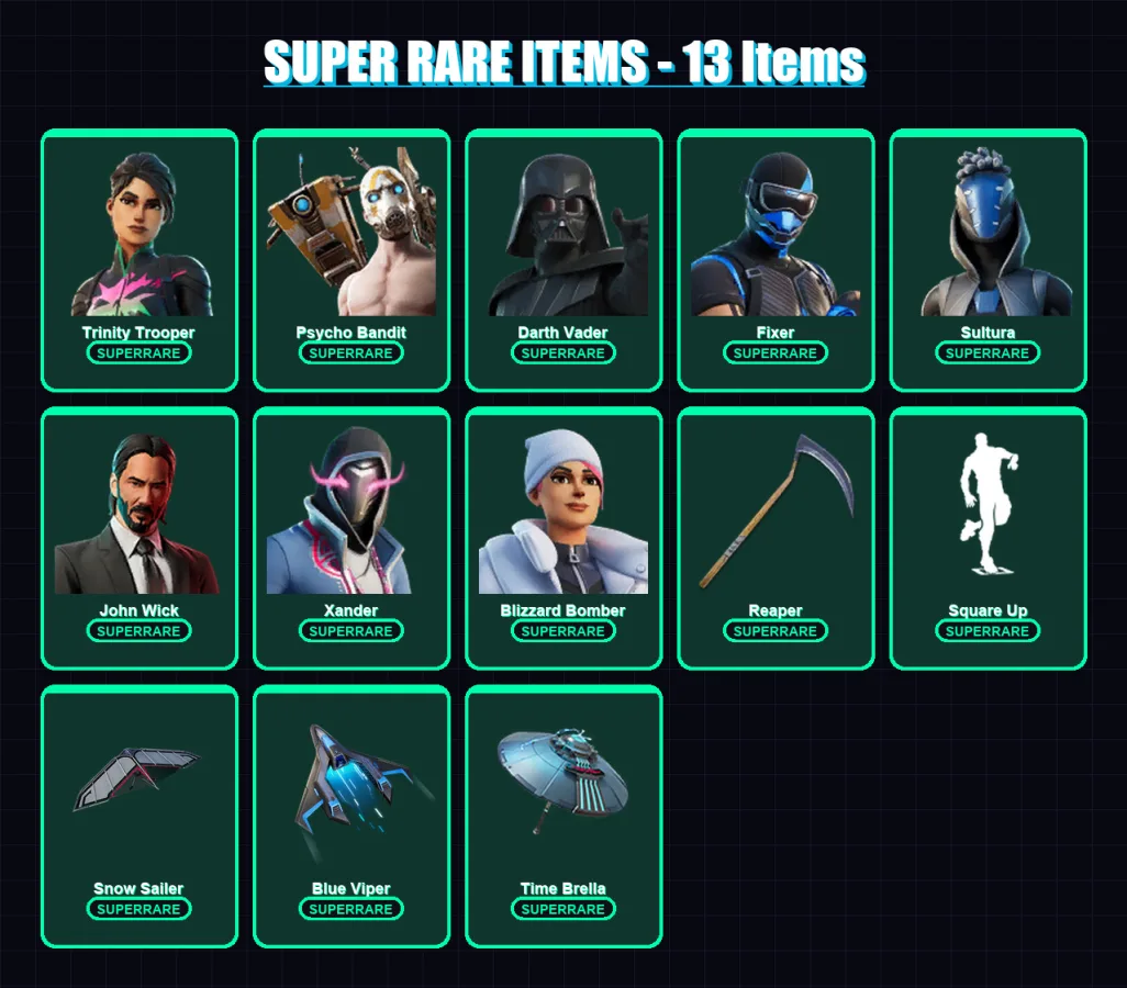 [PC/XBOX/PSN] | Trinity Trooper | Psycho Bandit | Darth Vader | Fixer | Sultura | 436 skin | 429 pickaxe | 325 emote | 239 glider | Lv6941