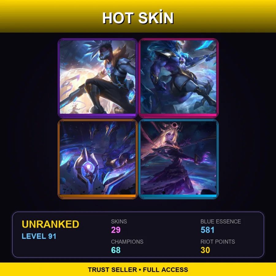 LAS | Lv91 | Unranked | 29 Skin | 68 Champ