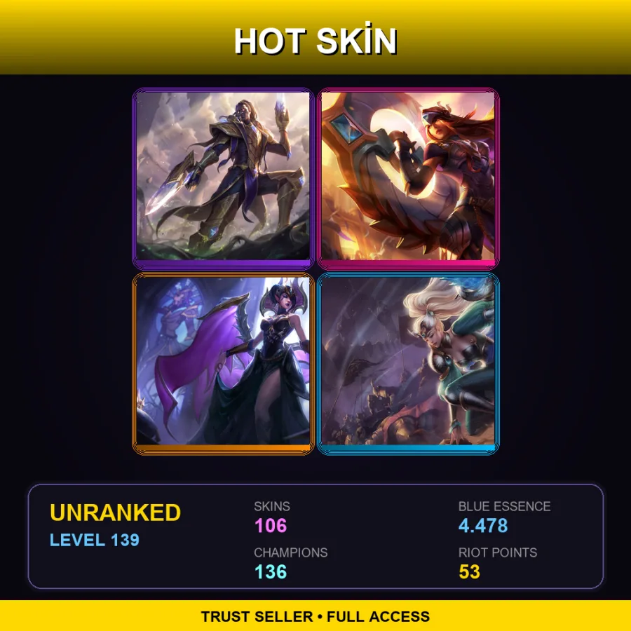 EUNE | Lv139 | Unranked | 106 Skin | 136 Champ — LoL account