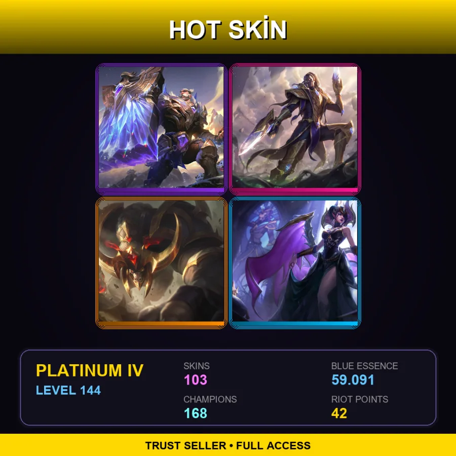 TR | Lv144 | Platinum IV | 103 Skin | 168 Champ