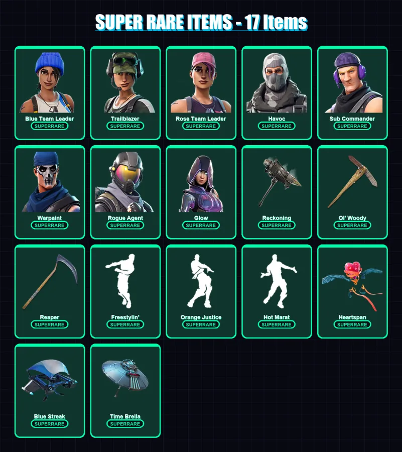 [PC] | Blue Team Leader | Trailblazer | Rose Team Leader | Havoc | Sub Commander | 354 skin | 343 pickaxe | 267 emote | 230 glider | Lv3307