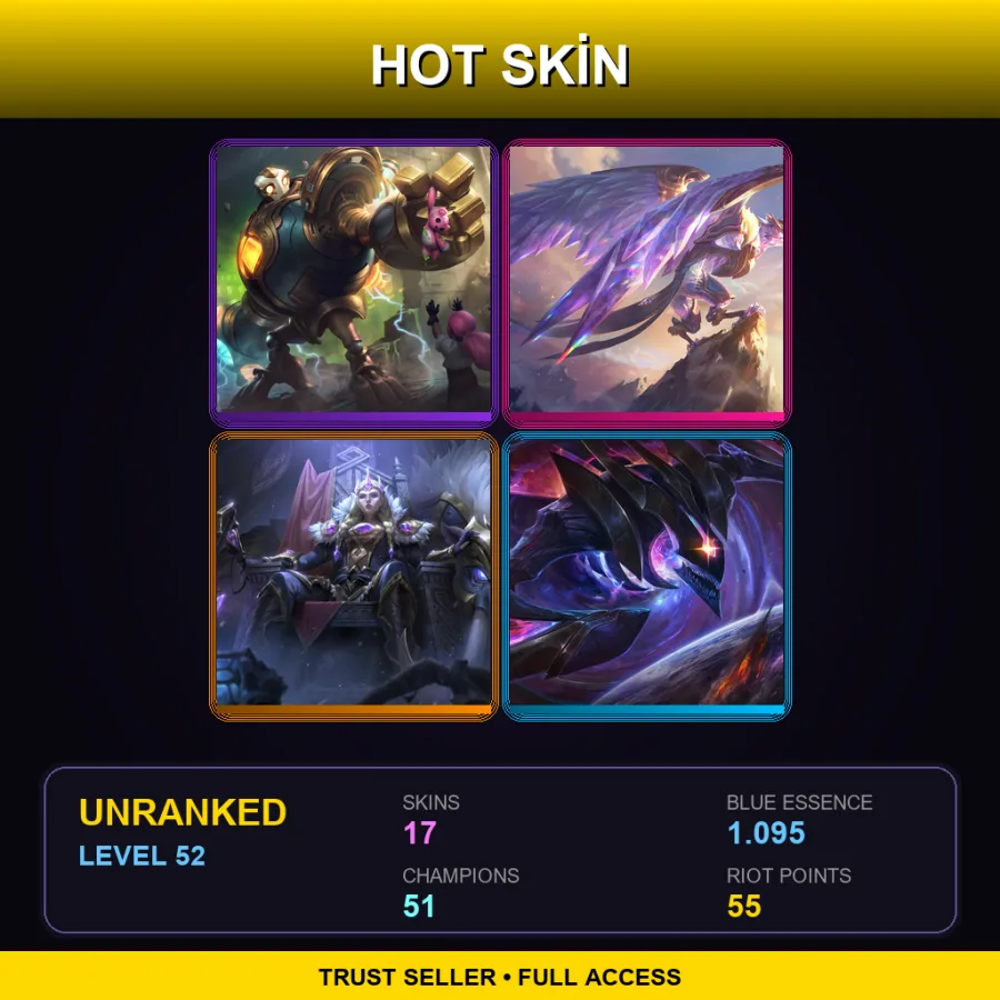LAS | Lv52 | Unranked | 17 Skin | 51 Champ — Blood Moon Sivir