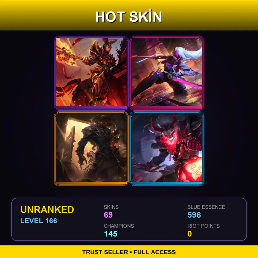 SG | Lv166 | Unranked | 69 Skin | 145 Champ — LoL account