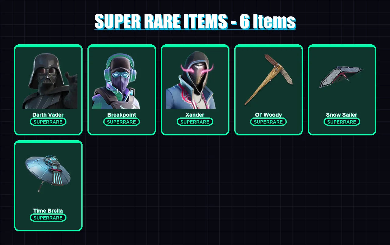 [PS4/PS5/PC] | Darth Vader | Breakpoint | Xander | Nezumi | Joey | 176 skin | 223 pickaxe | 177 emote | 191 glider | Lv2999