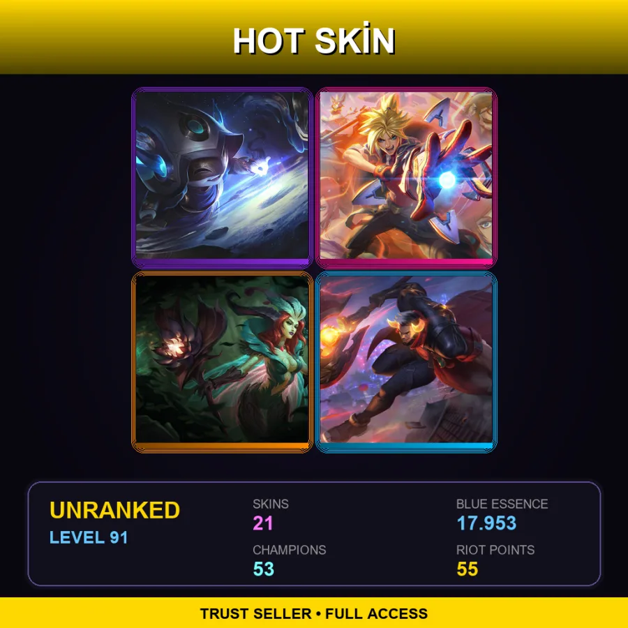 LAS | Lv91 | Unranked | 21 Skin | 53 Champ — Skt T1 Ryze