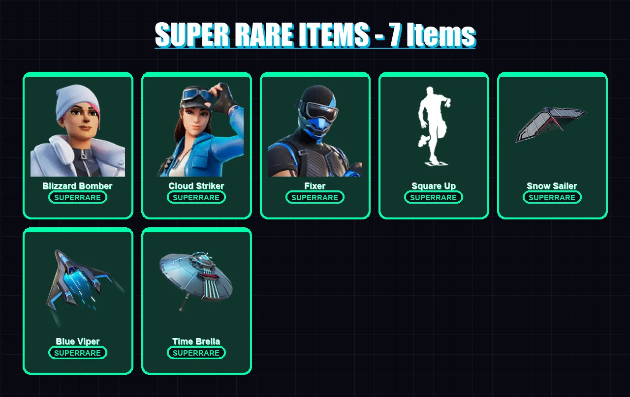 [PC] | Blizzard Bomber | Cloud Striker | Fixer | Renzo the Destroyer | Spectra Knight | 105 skin | 133 pickaxe | 88 emote | 89 glider | Lv893