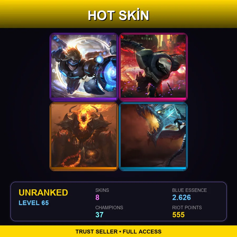 EUW | Lv65 | Unranked | 8 Skin | 37 Champ — Dragonslayer Vayne