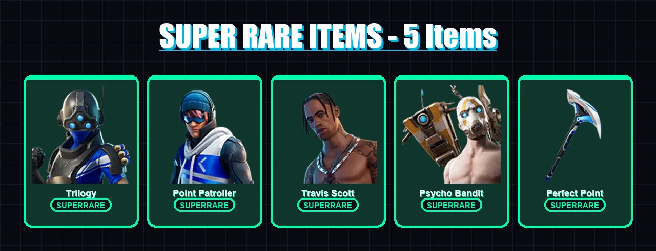[PS4/PS5/PC] | Trilogy | Point Patroller | Travis Scott | Psycho Bandit | Deadpool | 52 skin | 54 pickaxe | 41 emote | 44 glider | Lv622 — Fortnite account