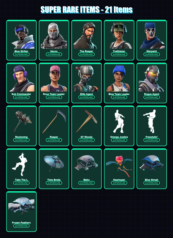 [PC/XBOX/PSN] | Blue Striker | Havoc | The Reaper | Trailblazer | Warpaint | 91 skin | 74 pickaxe | 76 emote | 81 glider | Lv885