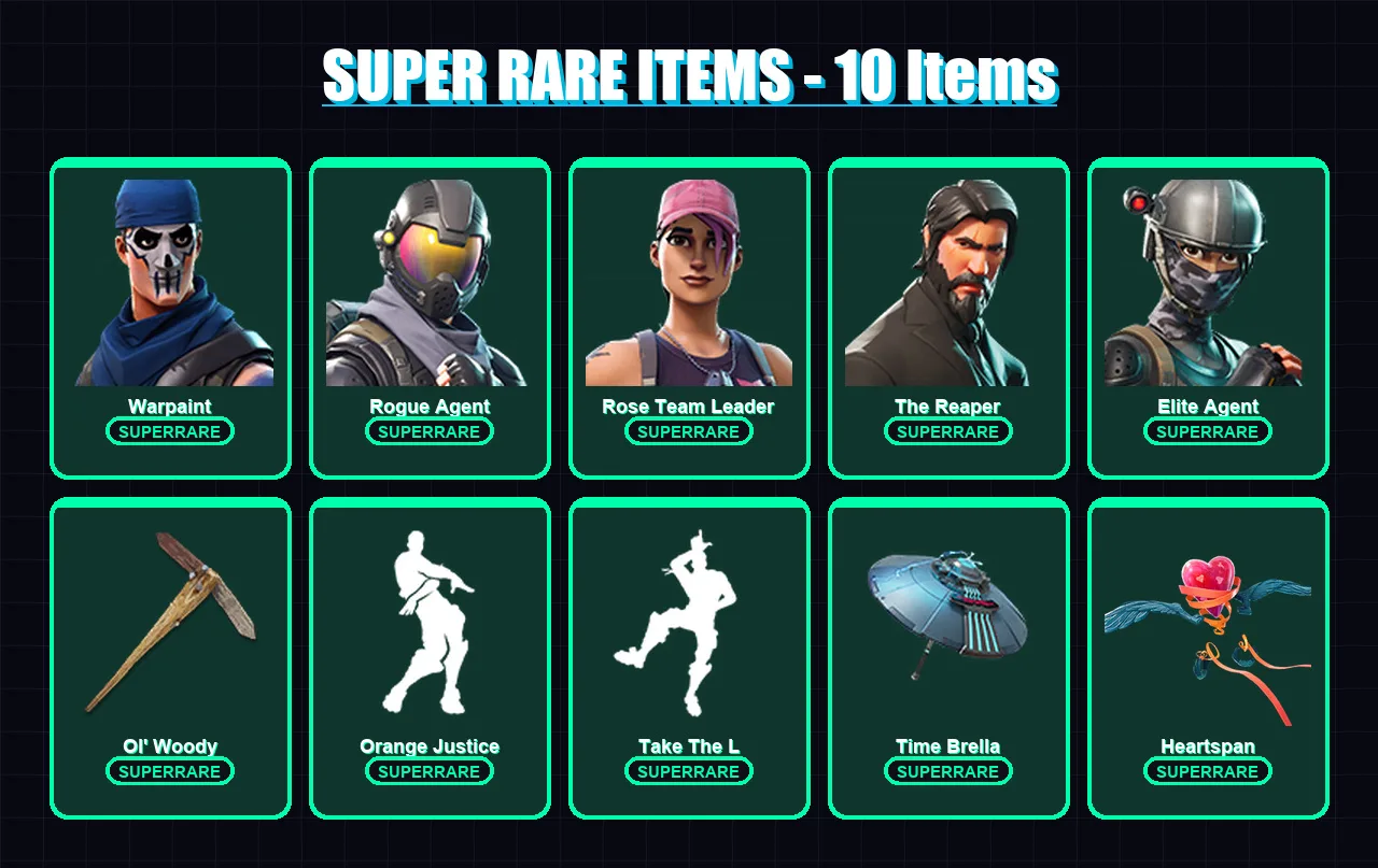 [PS4/PS5/PC] | Warpaint | Rogue Agent | Rose Team Leader | The Reaper | Elite Agent | 64 skin | 62 pickaxe | 63 emote | 64 glider | Lv813 — Fortnite account