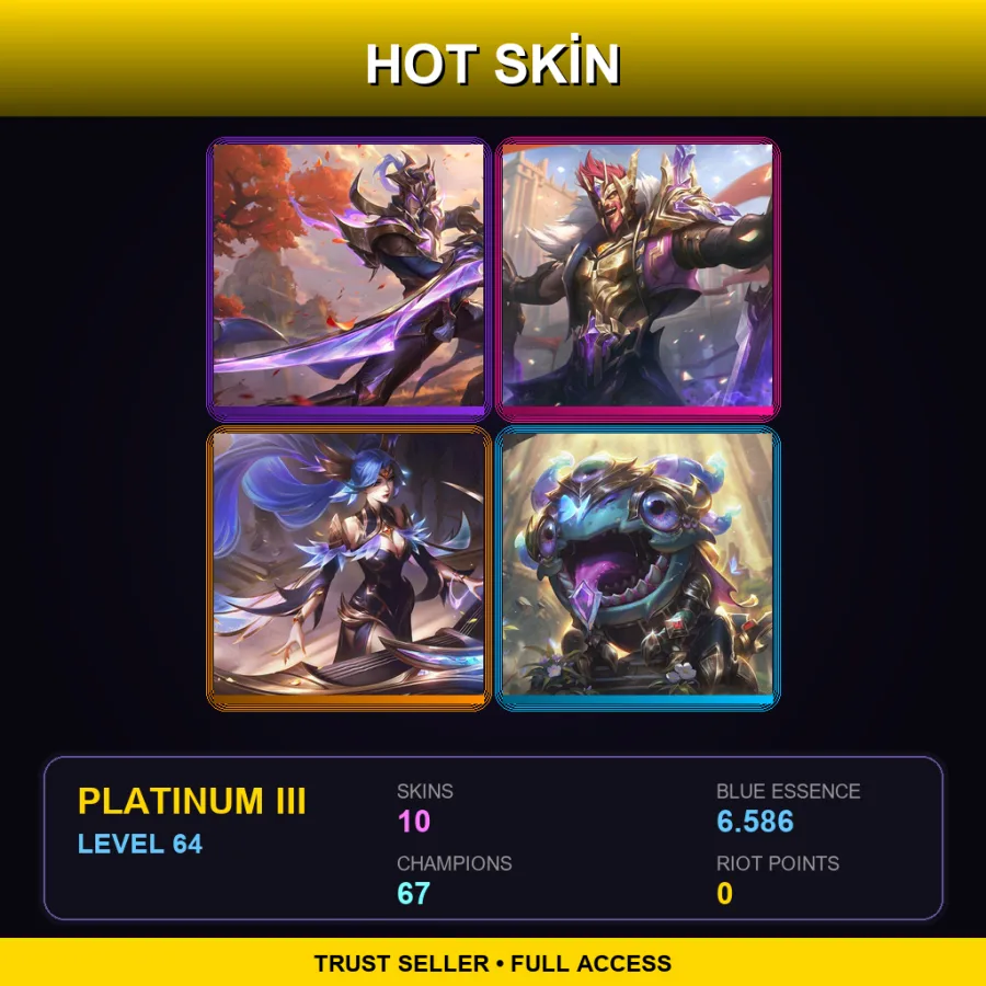 BR | Lv64 | Platinum III | 10 Skin | 67 Champ — LoL account