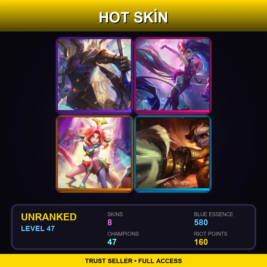 RU | Lv47 | Unranked | 8 Skin | 47 Champ