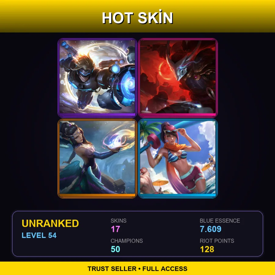 NA | Lv54 | Unranked | 17 Skin | 50 Champ