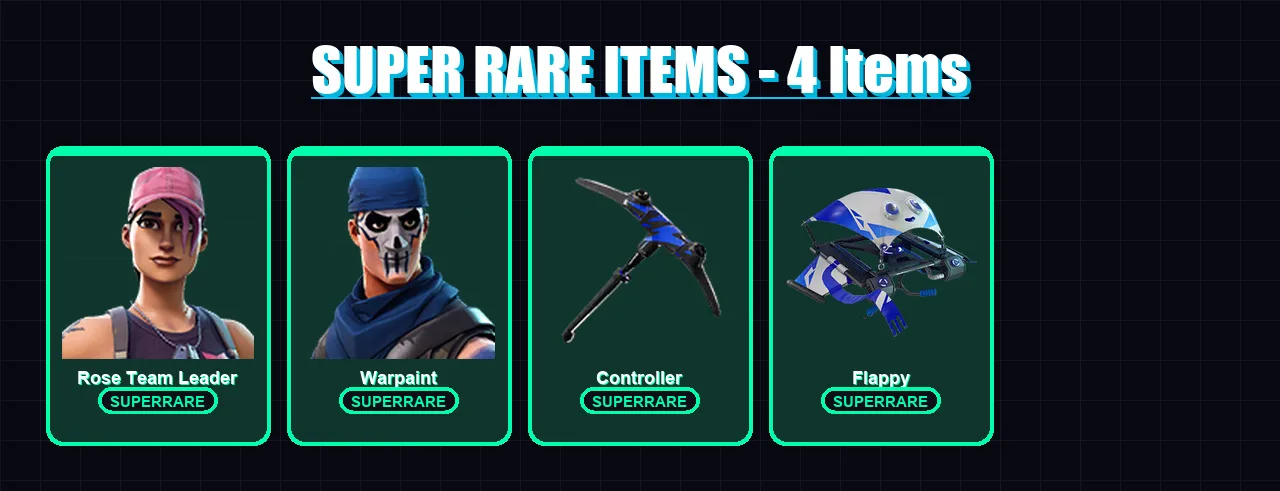 [PC/XBOX/PSN] | Rose Team Leader | Warpaint | Spectra Knight | Lil Split | Summit Striker | 5 skin | 8 pickaxe | 9 emote | 7 glider | Lv86
