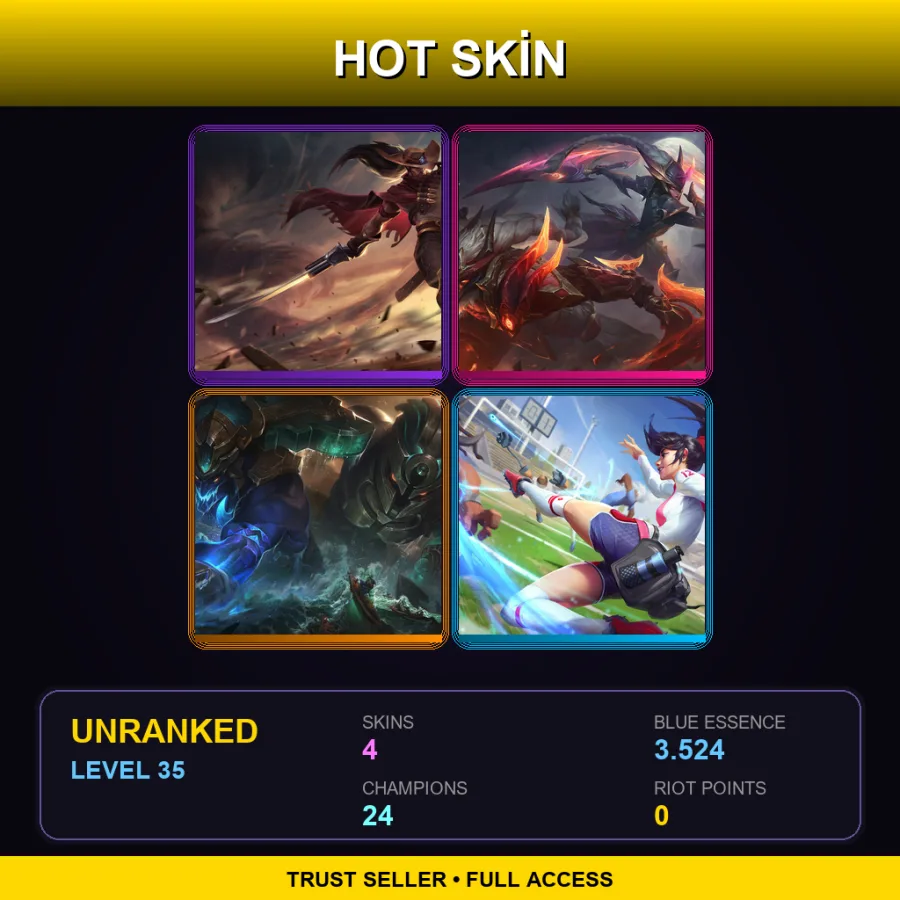 NA | Lv35 | Unranked | 4 Skin | 24 Champ — LoL account