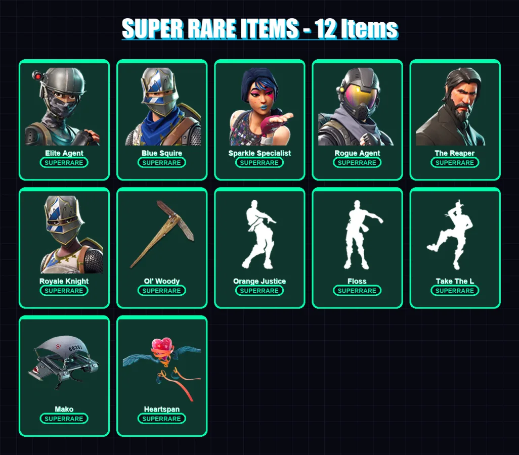 [PC/PSN] | Elite Agent | Blue Squire | Sparkle Specialist | Rogue Agent | The Reaper | 39 skin | 36 pickaxe | 41 emote | 44 glider | Lv521