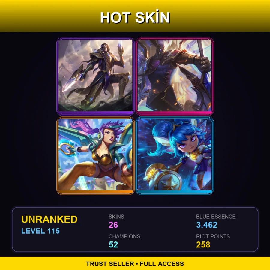 SG | Lv115 | Unranked | 26 Skin | 52 Champ — LoL account
