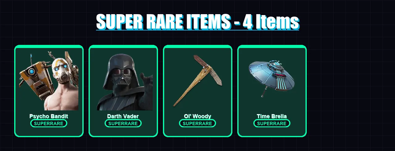 [PC/XBOX/PSN] | Psycho Bandit | Darth Vader | Paradigm (Reality-659) | Son Gohan | Mizuki | 108 skin | 138 pickaxe | 129 emote | 107 glider | Lv1600