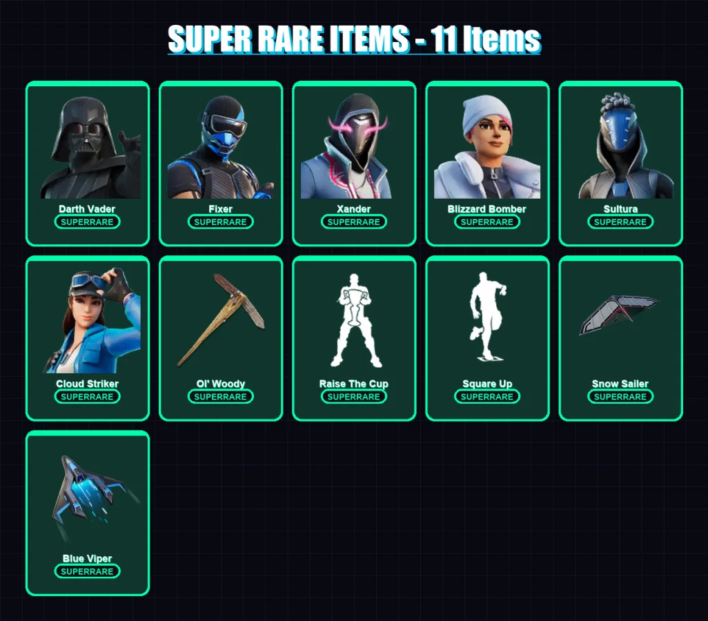 [PS4/PS5/PC] | Darth Vader | Fixer | Xander | Blizzard Bomber | Sultura | 211 skin | 263 pickaxe | 206 emote | 209 glider | Lv3203