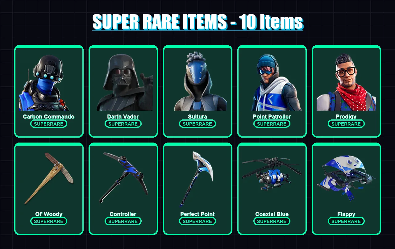 [PC] | Carbon Commando | Darth Vader | Sultura | Point Patroller | Prodigy | 170 skin | 194 pickaxe | 148 emote | 137 glider | Lv1992 — Fortnite account