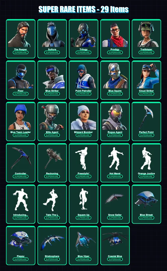 [PS4/PS5/XBOX/PC] | The Reaper | Sultura | Trilogy | Prodigy | Trailblazer | 125 skin | 89 pickaxe | 120 emote | 60 glider | Lv674 — Fortnite account
