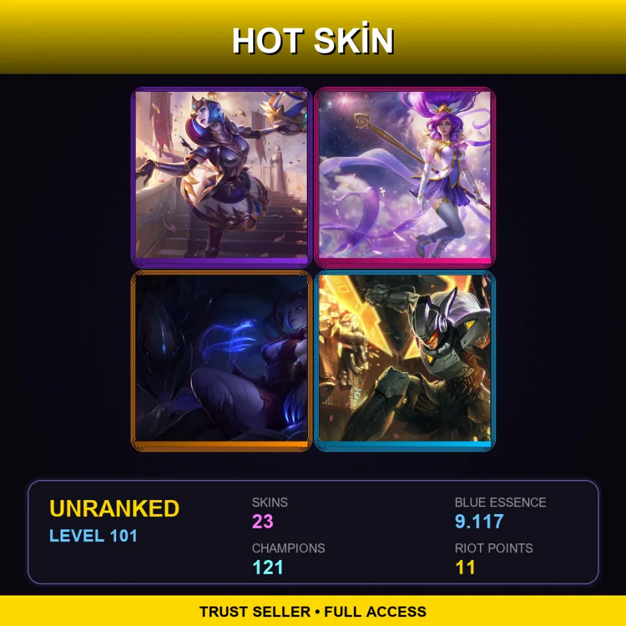 EUW | Lv101 | Unranked | 23 Skin | 121 Champ — LoL account