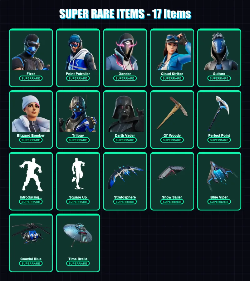 [PS4/PS5/PC] | Fixer | Point Patroller | Xander | Cloud Striker | Sultura | 282 skin | 325 pickaxe | 223 emote | 237 glider | Lv3042
