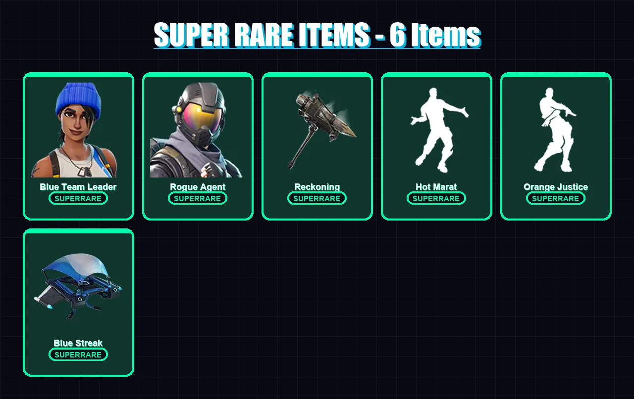 [PC/XBOX/PSN] | Blue Team Leader | Rogue Agent | Calamity | Carbide | Omega | 26 skin | 17 pickaxe | 29 emote | 25 glider | Lv399