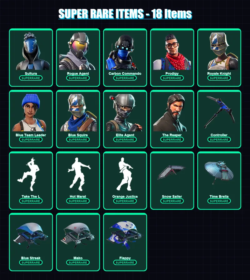 [PC/XBOX] | Sultura | Rogue Agent | Carbon Commando | Prodigy | Royale Knight | 132 skin | 129 pickaxe | 92 emote | 110 glider | Lv1683
