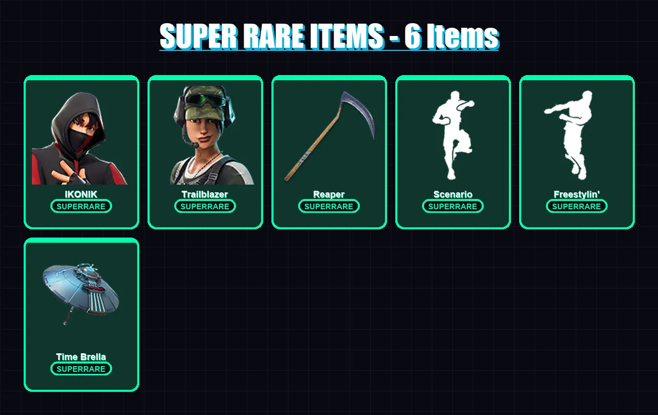 [PS4/PS5/XBOX/PC] | IKONIK | Trailblazer | Malice | Blackheart | Ruin | 33 skin | 111 pickaxe | 65 emote | 88 glider | Lv1789