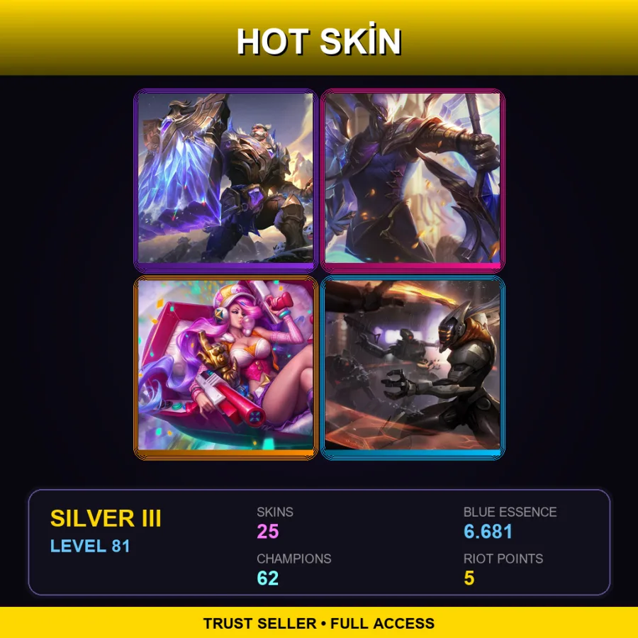 NA | Lv81 | Silver III | 25 Skin | 62 Champ
