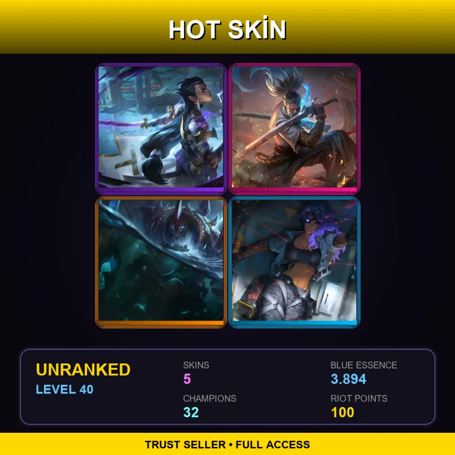 EUW | Lv40 | Unranked | 5 Skin | 32 Champ