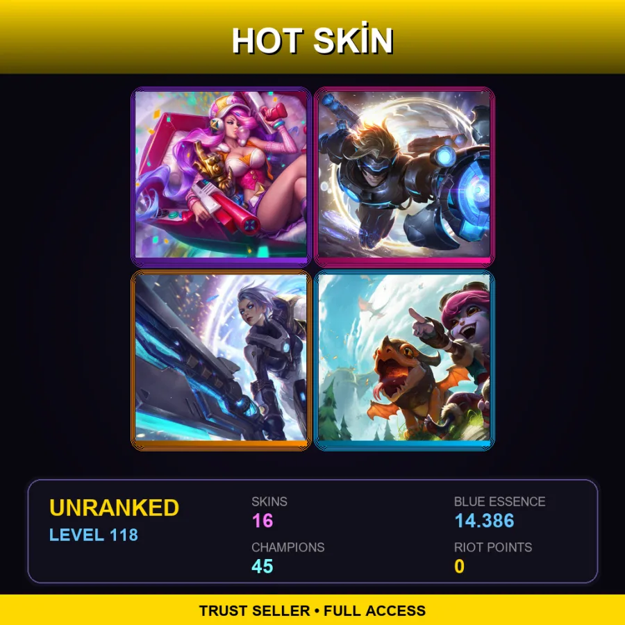 VN | Lv118 | Unranked | 16 Skin | 45 Champ