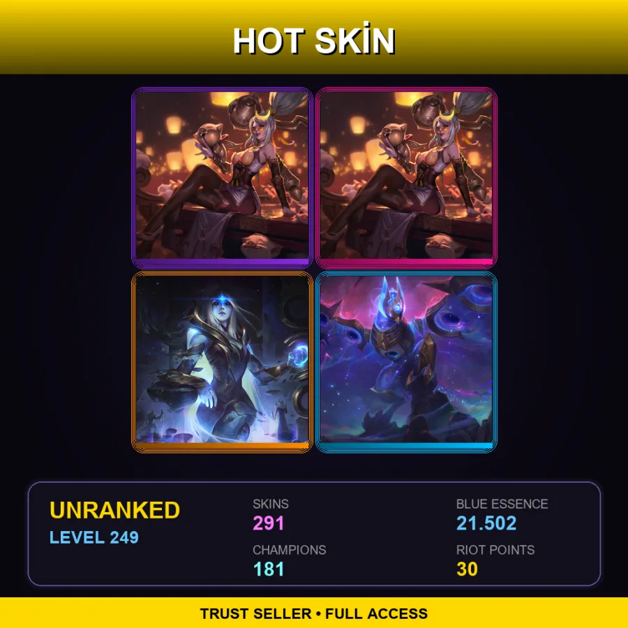 EUW | Lv249 | Unranked | 291 Skin | 181 Champ